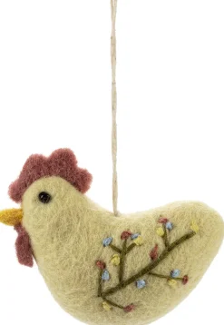 Én Gry & Sif Anhänger Filz-Hahn bestickt Gelb Discount