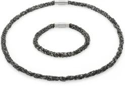 Maria Rzewuska Designerschmuck Armband gestrickt, Silber oxidiert Best