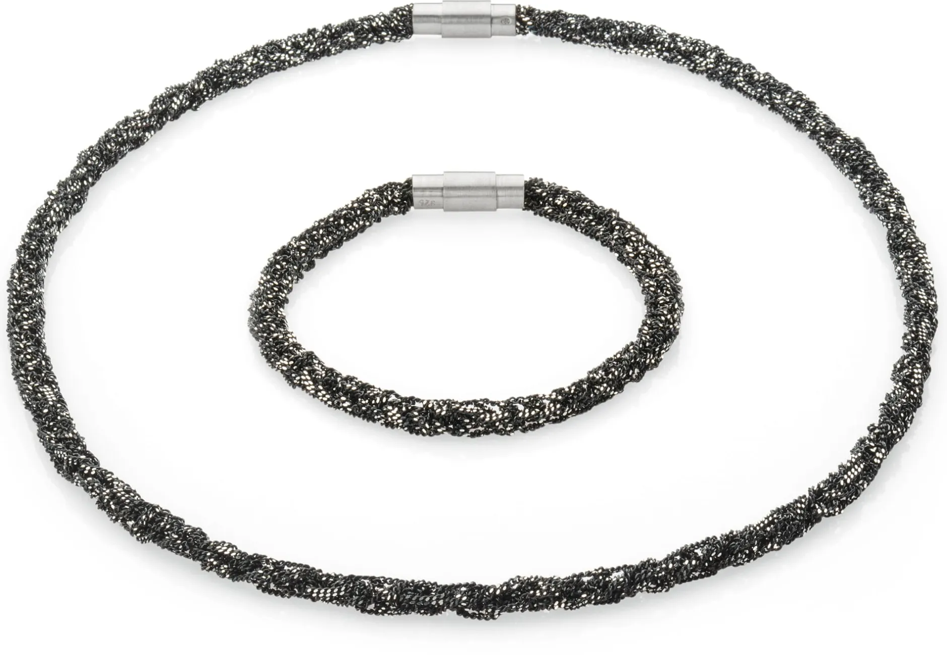 Maria Rzewuska Designerschmuck Armband gestrickt, Silber oxidiert Best