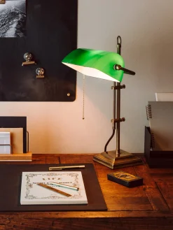 Berliner Messinglampen Bankerleuchte Grün New