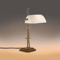 Berliner Messinglampen Bankerleuchte Weiß Hot