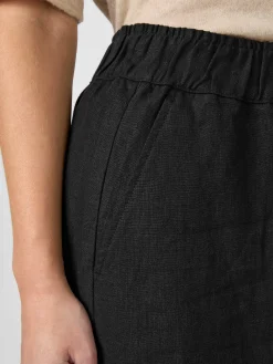 Knowledge Cotton Apparel Damen-Bermudahose Leinen Schwarz Outlet