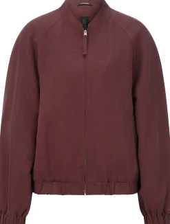 LangerChen Damenblouson Lyocell-Leinen Weinrot Discount