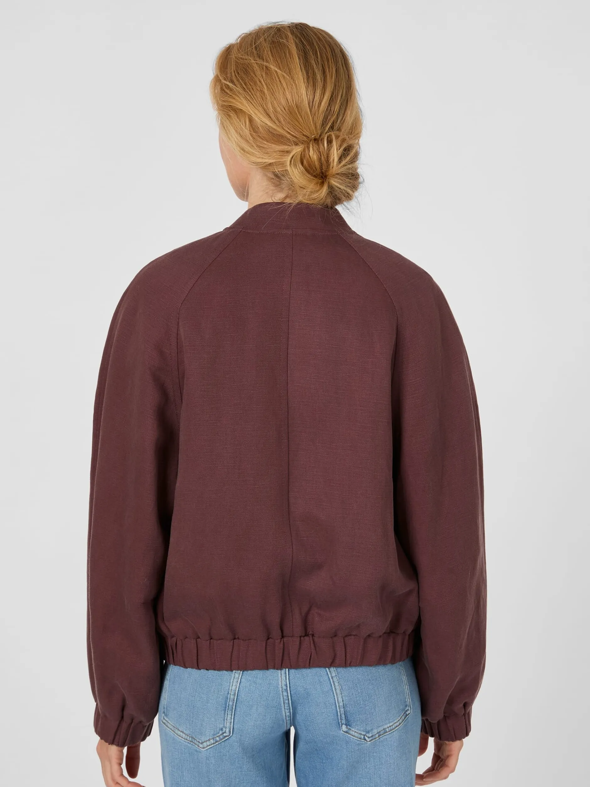 LangerChen Damenblouson Lyocell-Leinen Weinrot Discount