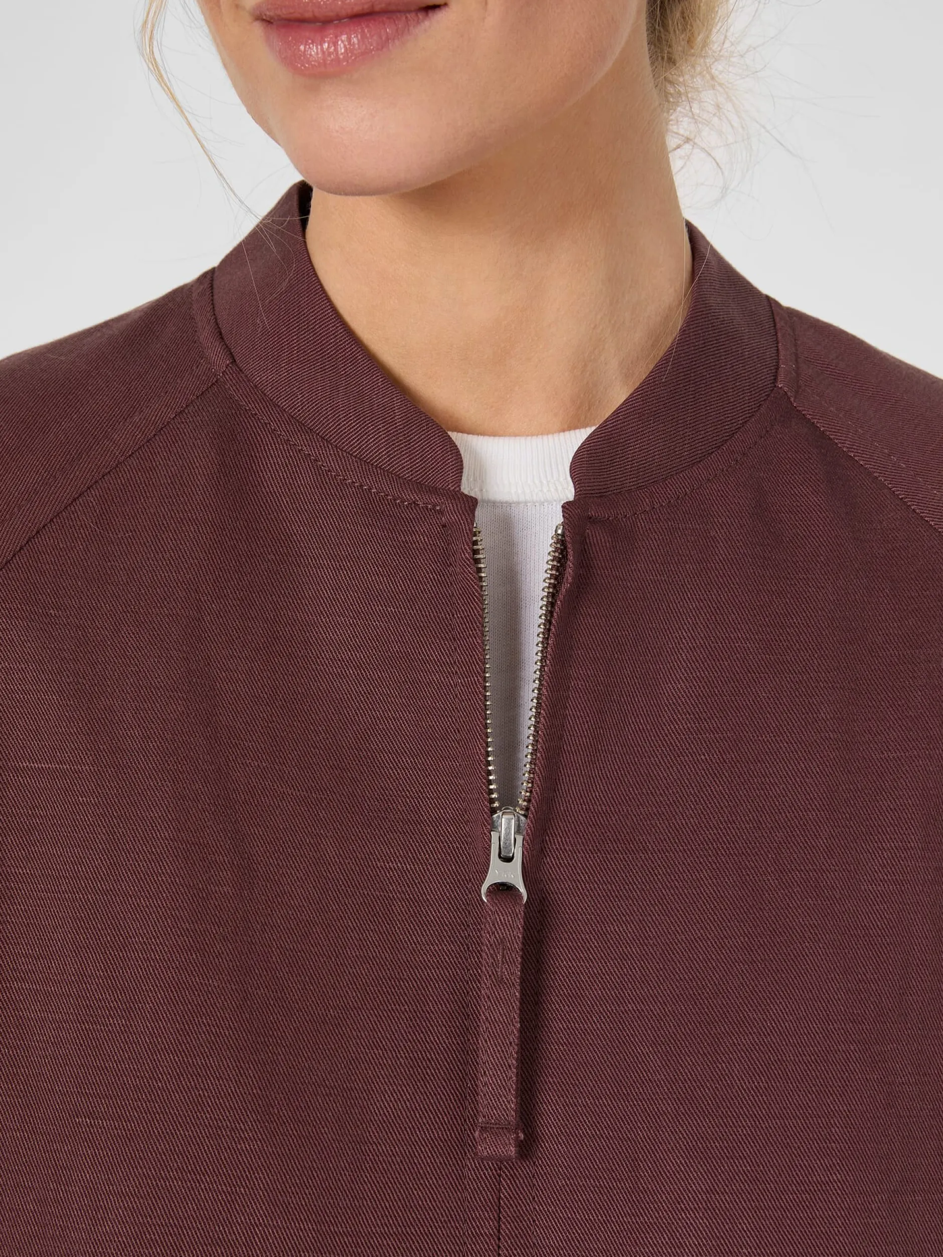 LangerChen Damenblouson Lyocell-Leinen Weinrot Discount