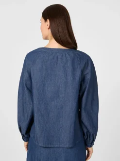 CARE BY ME Damenbluse Baumwolle Denimblau Sale