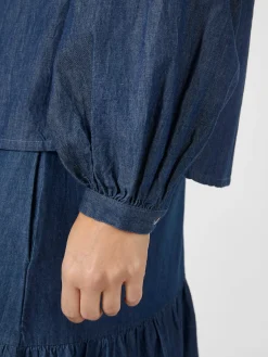 CARE BY ME Damenbluse Baumwolle Denimblau Sale