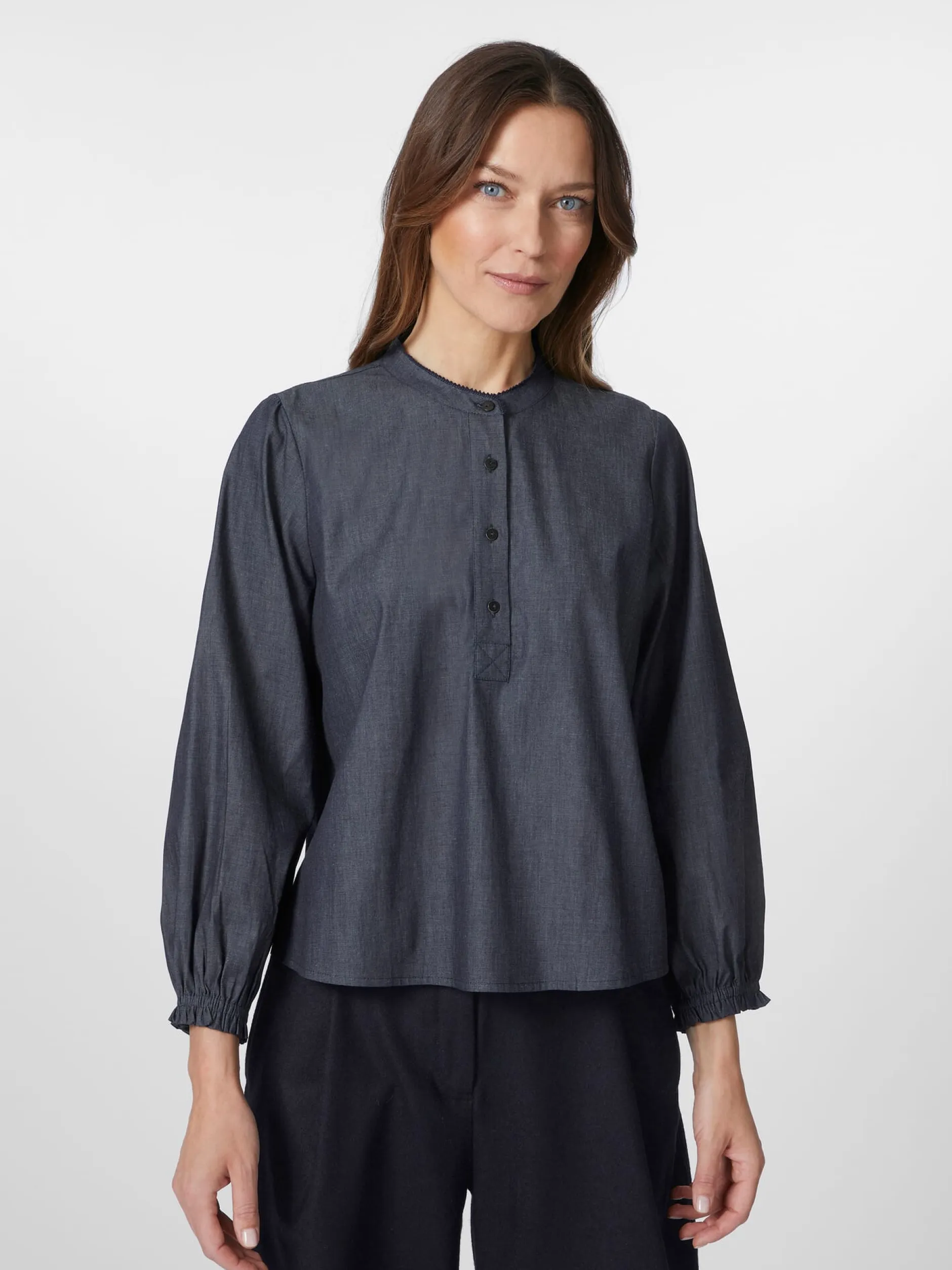 Christiane Strobel Damenbluse Chambray Blau Best