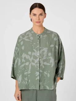 Oska Damenbluse Hanf gemustert New