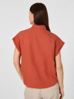 Knowledge Cotton Apparel Damenbluse Kurzarm Rostrot Sale