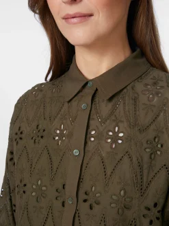 LANIUS Damenbluse Lochspitze Oliv Clearance