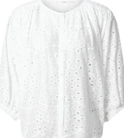 LANIUS Damenbluse Lochstickerei Weiß
