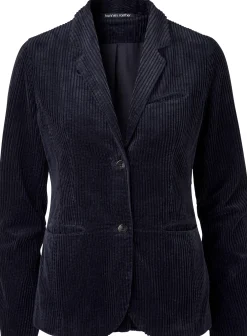 Hannes Roether Damen-Cordblazer Dunkelblau