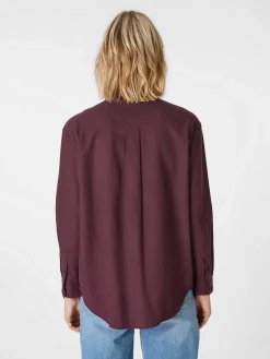 Knowledge Cotton Apparel Damen-Flanellbluse Weinrot Sale