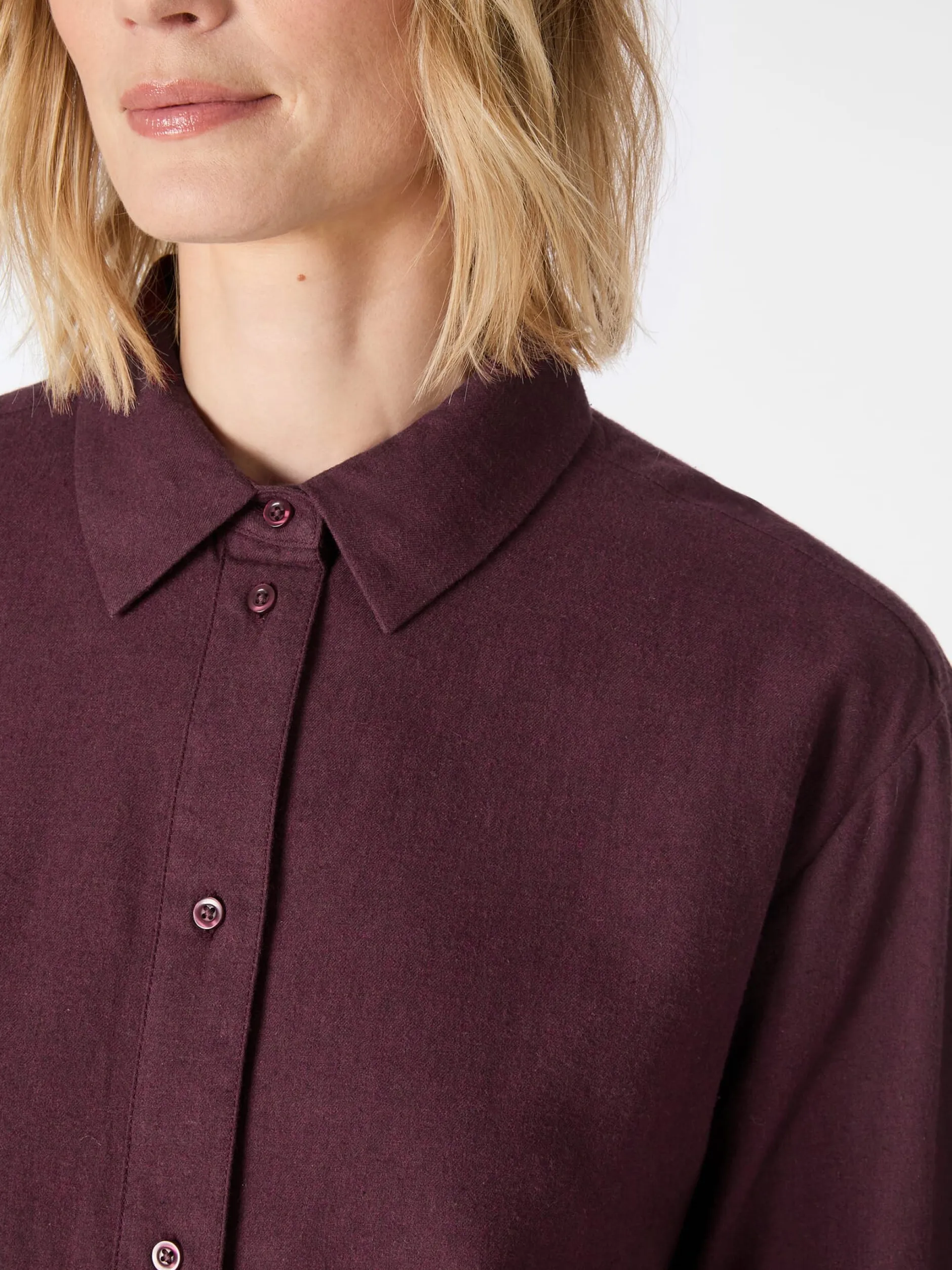 Knowledge Cotton Apparel Damen-Flanellbluse Weinrot Sale