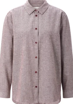 Knowledge Cotton Apparel Damen-Flanellbluse meliert Weinrot Online