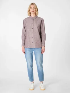 Knowledge Cotton Apparel Damen-Flanellbluse meliert Weinrot Online