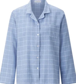 Novila Damen-Flanellpyjama kariert Hellblau Clearance