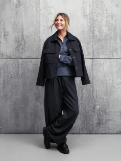 Christiane Strobel Damen-Hemdjacke Wolle Dunkelblau Clearance