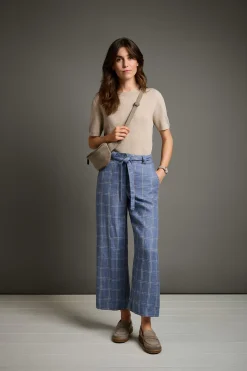 Manufactum Damenhose kariert Hellblau New