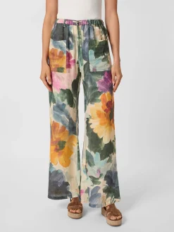 Hannes Roether Damenhose Leinen Multicolor Sale