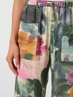 Hannes Roether Damenhose Leinen Multicolor Sale