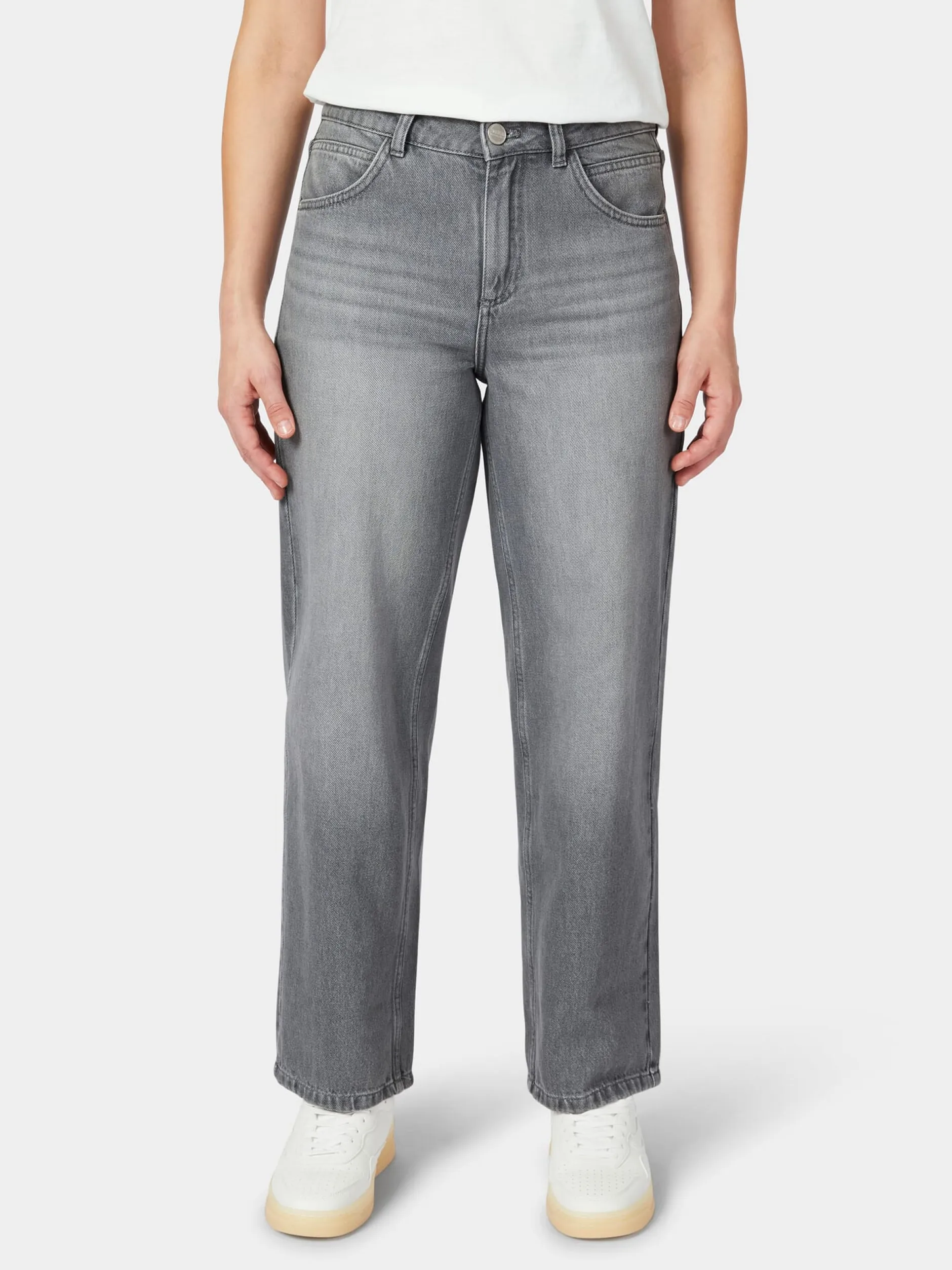 LANIUS Damenjeans Cropped Grau