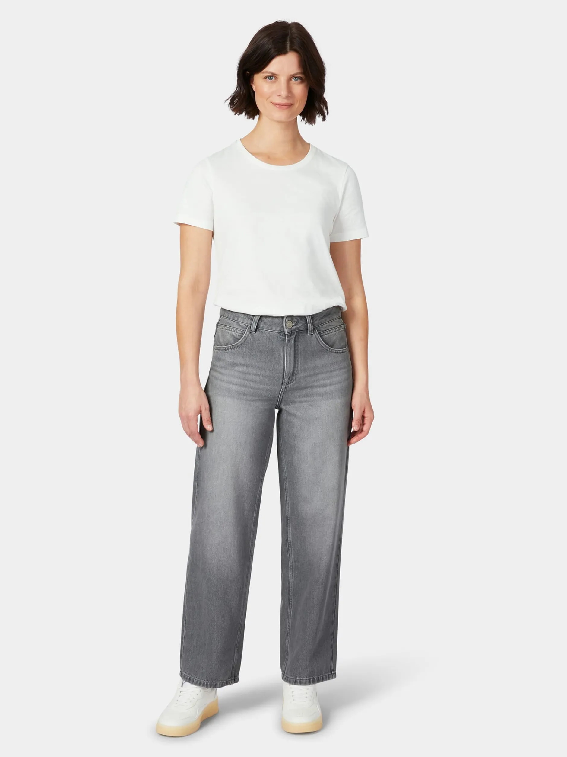 LANIUS Damenjeans Cropped Grau