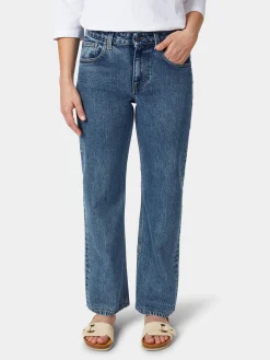 Mud Jeans Damenjeans gerades Bein Mittelblau Outlet