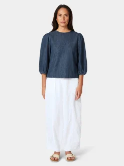 Mud Jeans Damen-Jeansbluse 3/4-Arm Mittelblau Sale