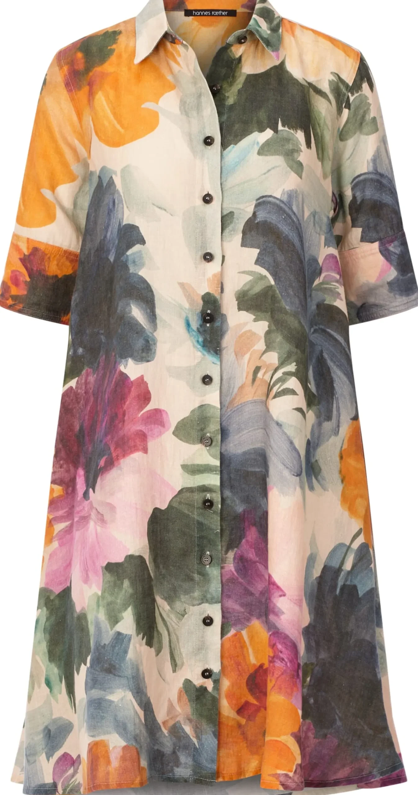 Hannes Roether Damenkleid Leinen Multicolor Clearance