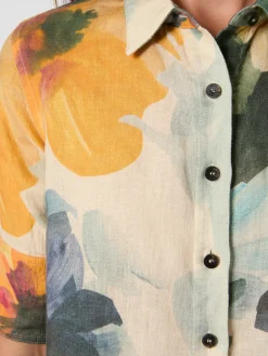 Hannes Roether Damenkleid Leinen Multicolor Clearance