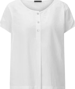 Oska Damen-Kurzarmbluse Seersucker Weiß Outlet