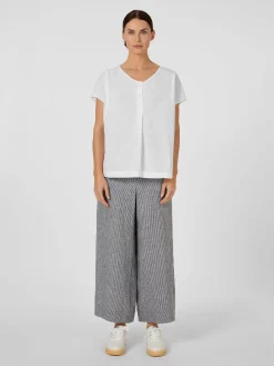 Oska Damen-Kurzarmbluse Seersucker Weiß Outlet