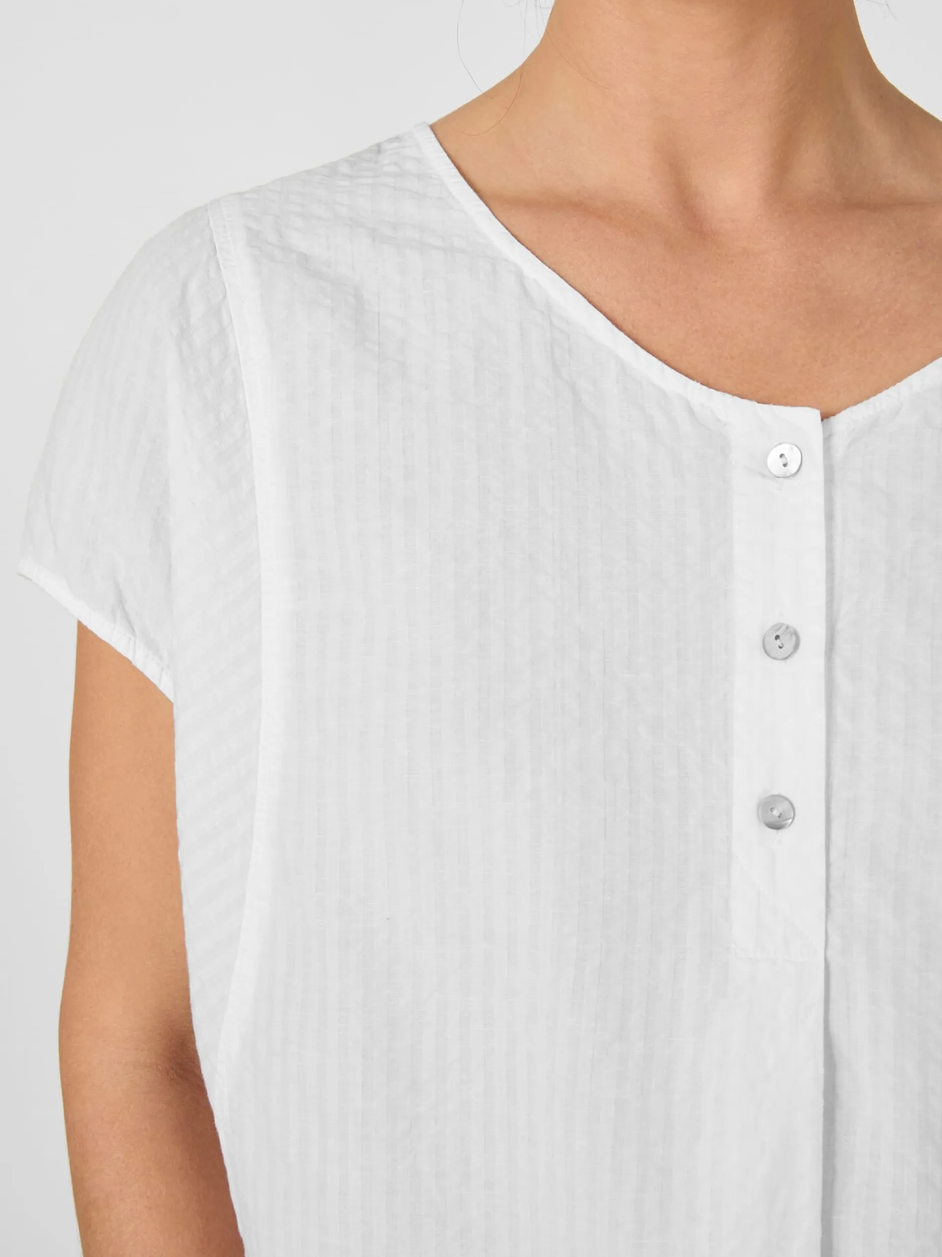 Oska Damen-Kurzarmbluse Seersucker Weiß Outlet