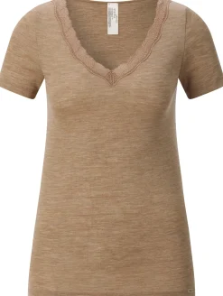 Comazo Damen-Kurzarmshirt Wolle-Seide Camel Online