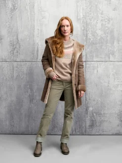 Wunderfell Damen-Lammfellmantel Hellbraun Clearance