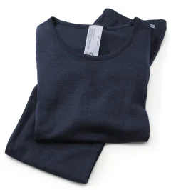 Comazo Damen-Langarmshirt Wolle-Seide Dunkelblau Hot