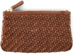 Allan K Damen-Lederclutch geflochten Braun Hot