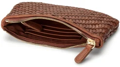 Allan K Damen-Lederclutch geflochten Braun Hot