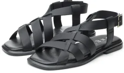 Ehm Damen-Ledersandale Schwarz Discount