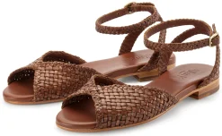 Allan K Damen-Ledersandale geflochten Braun Best