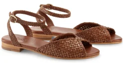 Allan K Damen-Ledersandale geflochten Braun Best
