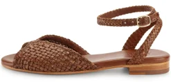 Allan K Damen-Ledersandale geflochten Braun Best