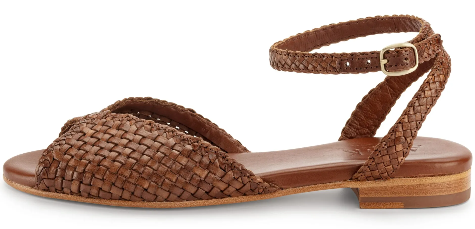 Allan K Damen-Ledersandale geflochten Braun Best
