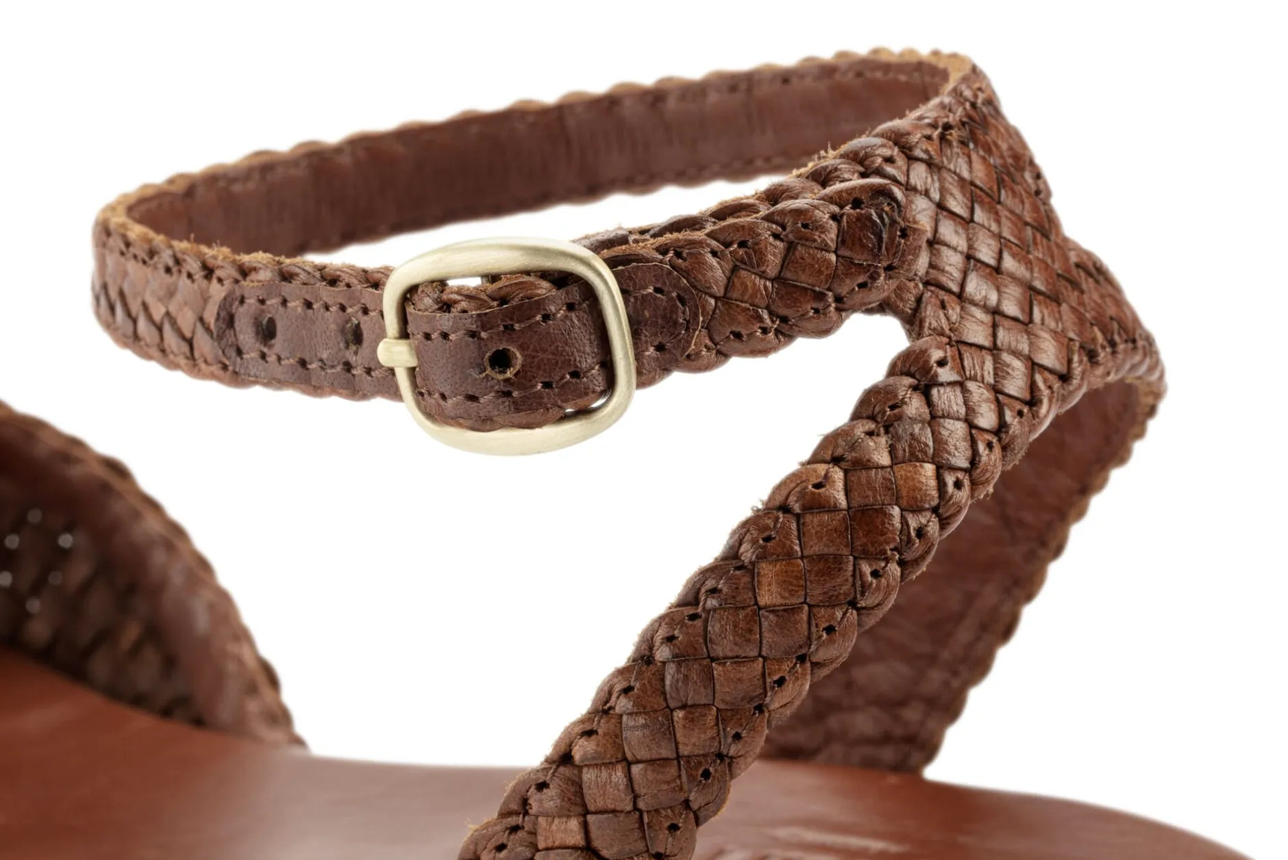 Allan K Damen-Ledersandale geflochten Braun Best