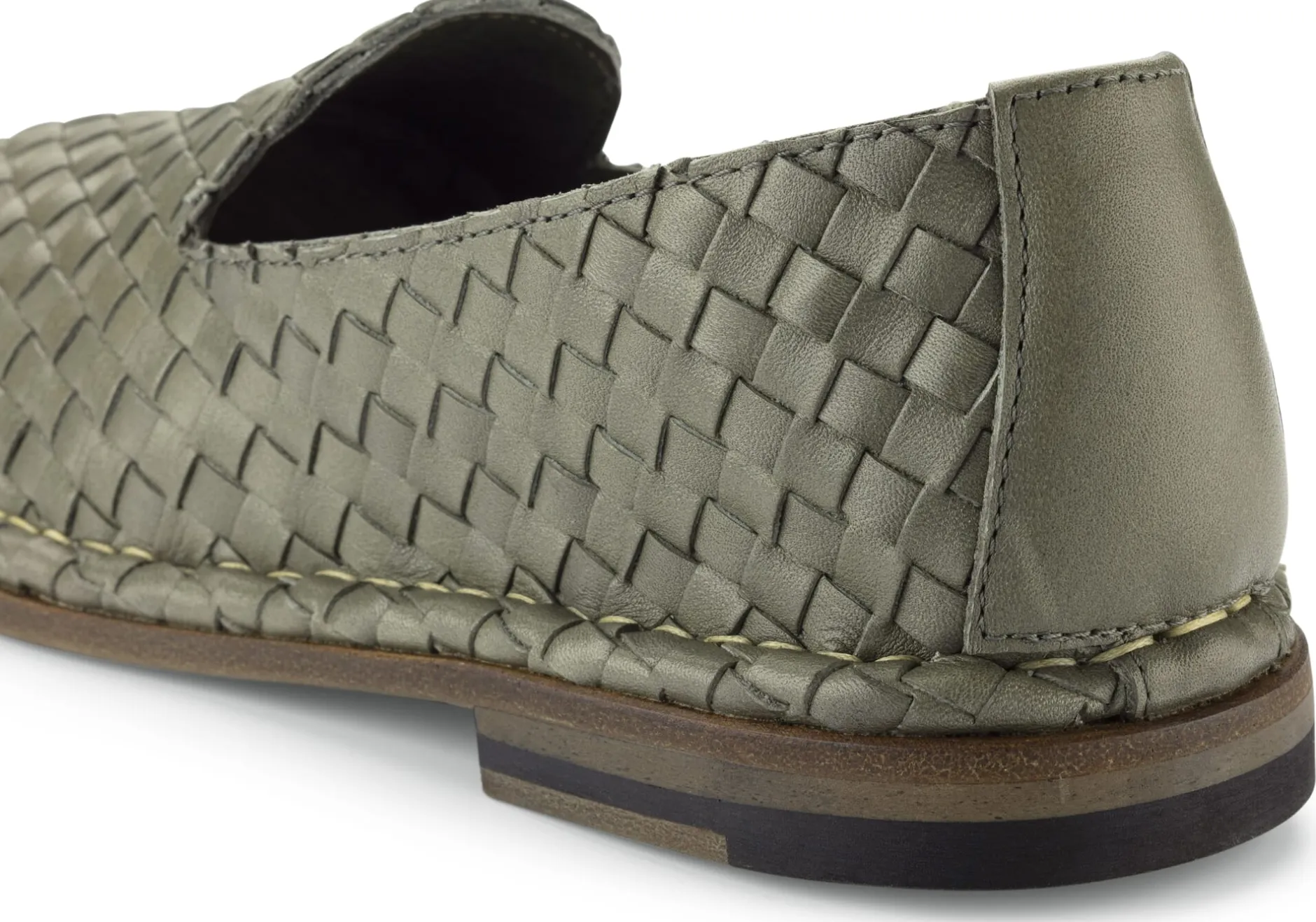 Punto Pigro Damen-Lederslipper geflochten Oliv New