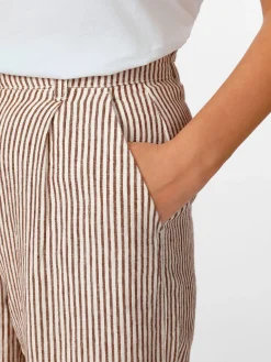 Knowledge Cotton Apparel Damen-Leinenhose gestreift Sale