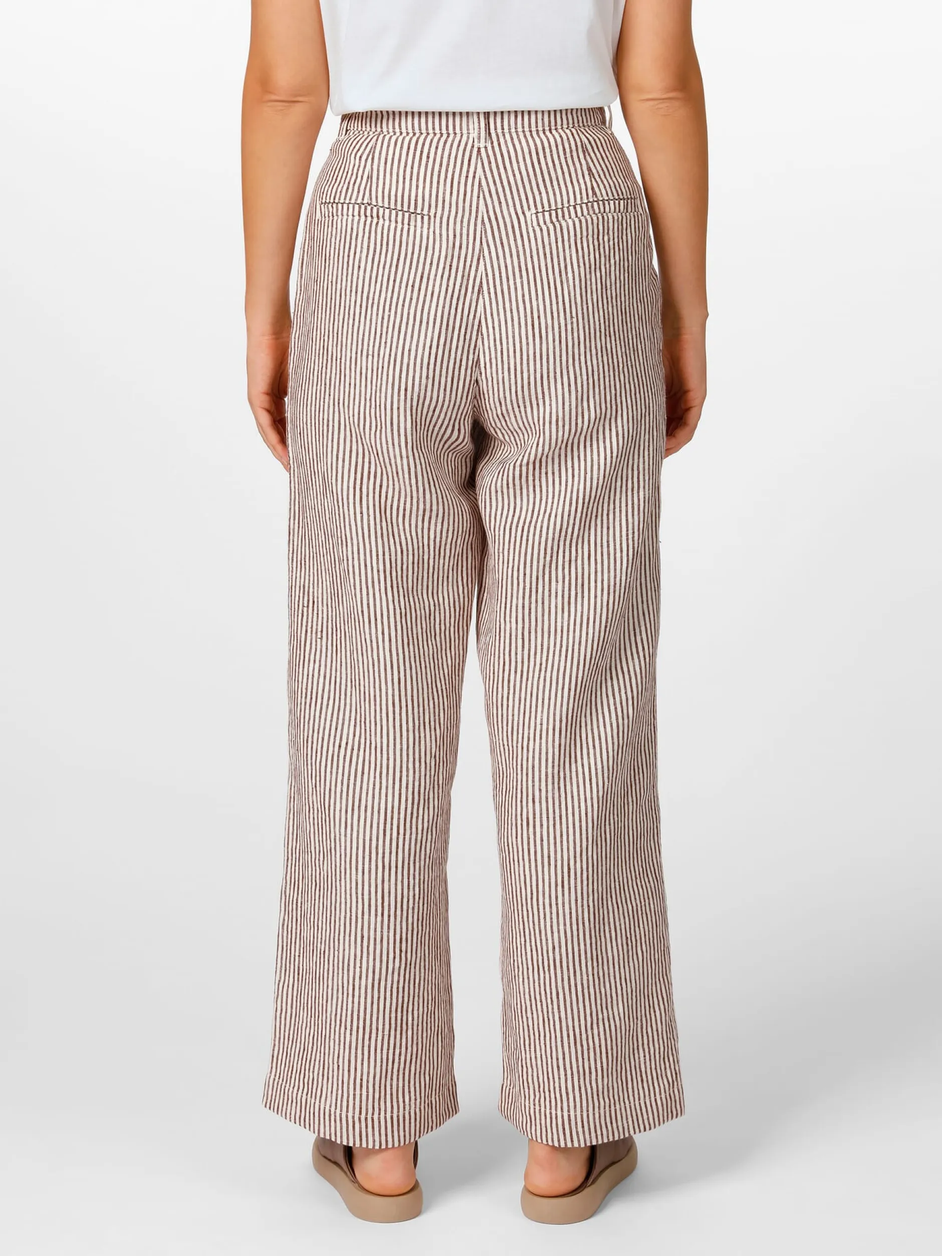 Knowledge Cotton Apparel Damen-Leinenhose gestreift Sale