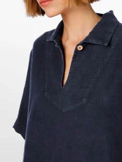 Armor lux Damen-Leinenschlupfbluse Dunkelblau Outlet